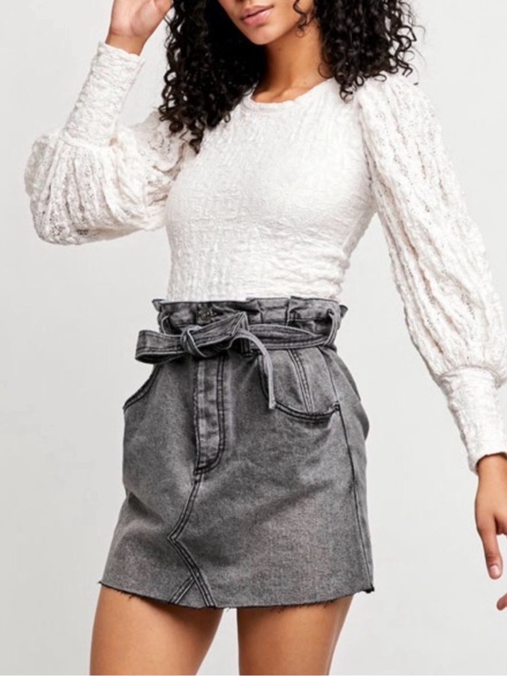 Free People Paper Waist Mini Skirt